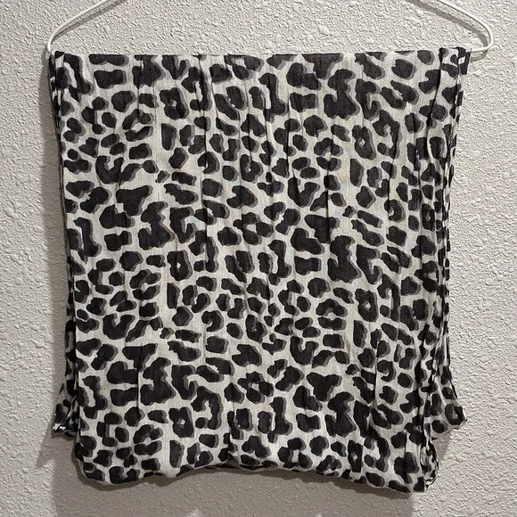 Leopard Print Infinity Scarf - Black and White, Sheer and See Through - Picture 6 of 8